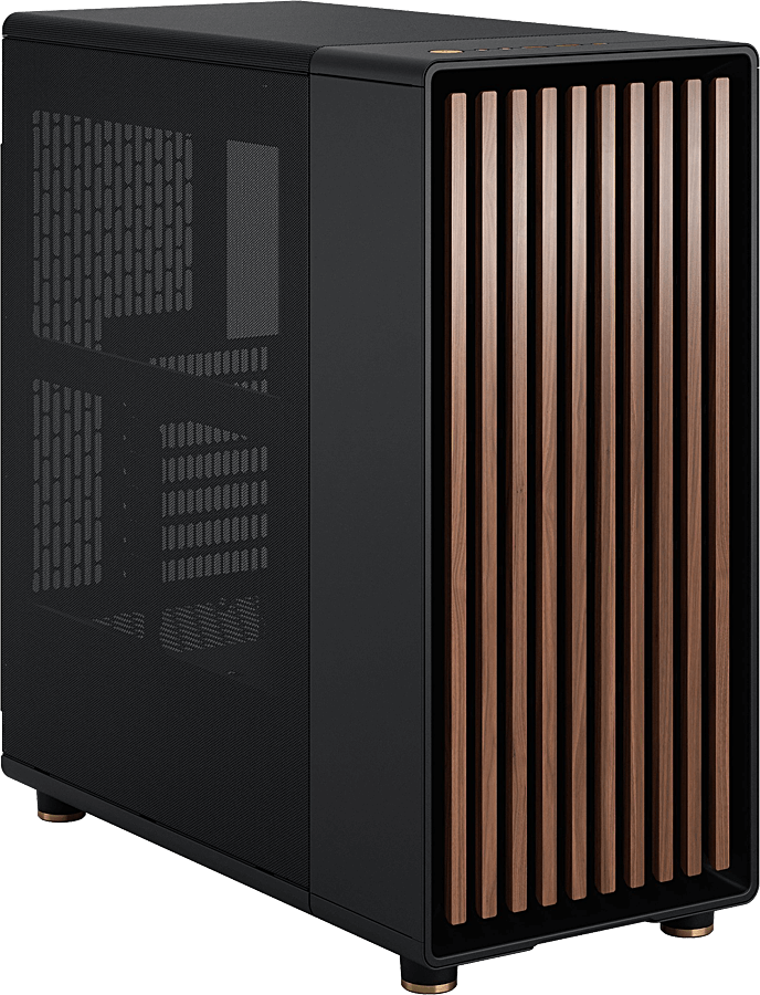 Boîtier Fractal Design North Noir en maille, facade bois (noyé) FD